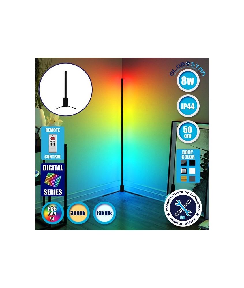 Μοντέρνο Minimal Επιτραπέζιο Μαύρο Φωτιστικό 50cm LED 8 Watt με Ασύρματο Χειριστήριο 2.4G RF & Dimmer RGBW+WW Πολύχρωμο Digital Magic Dot Pixel GloboStar ALIEN Design GLOBO-50-11